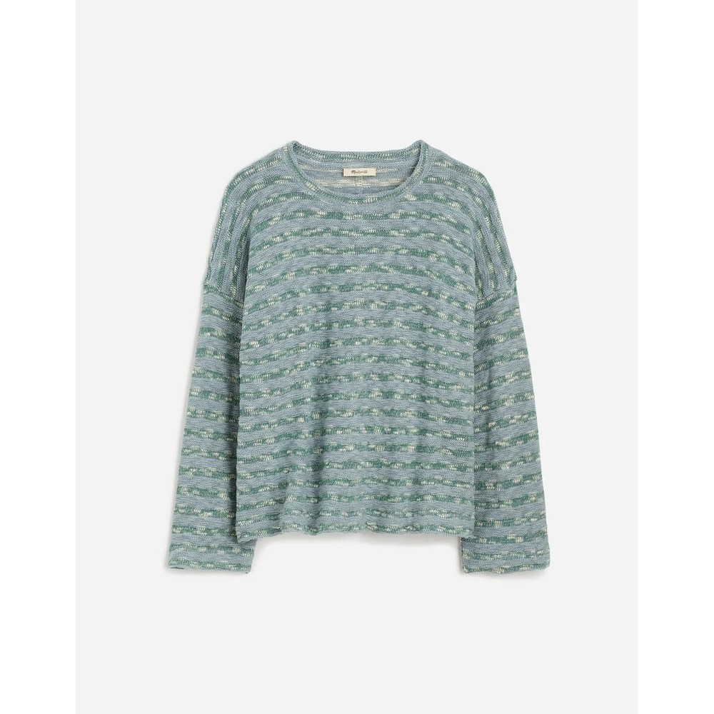 Madewell Crewneck‎ Long-Sleeve Knit Tee in Stripe  XS NWT Blue Horizon